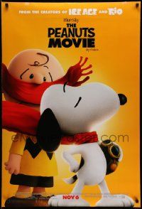 4k678 PEANUTS MOVIE style C advance DS 1sh '15 wonderful image of Snoopy and Woodstock on doghouse!