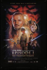 4k685 PHANTOM MENACE fan club style B 1sh '99 George Lucas, Star Wars Episode I, Drew Struzan art!