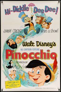 4k689 PINOCCHIO 1sh R62 Disney classic fantasy cartoon about a wooden boy who wants to be real!