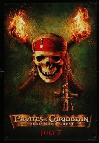 4k692 PIRATES OF THE CARIBBEAN: DEAD MAN'S CHEST teaser DS 1sh '06 great image of skull & torches!