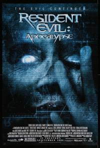 4k739 RESIDENT EVIL: APOCALYPSE advance DS 1sh '04 sexy Milla Jovovich, Paul W.S. Anderson, creepy!