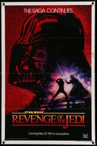 4k743 RETURN OF THE JEDI dated teaser 1sh '83 George Lucas' Revenge of the Jedi, Drew art!