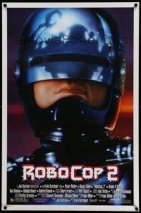 4k761 ROBOCOP 2 1sh '90 great close up of cyborg policeman Peter Weller, sci-fi sequel!