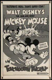 4k922 TOUCHDOWN MICKEY 1sh R74 Walt Disney, great cartoon art of Mickey Mouse playing football!