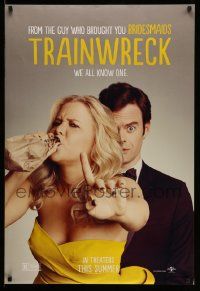 4k927 TRAINWRECK teaser DS 1sh '15 wacky image of sexy Amy Schumer drinking beer & Bill Hader!