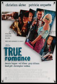 4k931 TRUE ROMANCE DS 1sh '93 Christian Slater, Arquette, written by Quentin Tarantino!