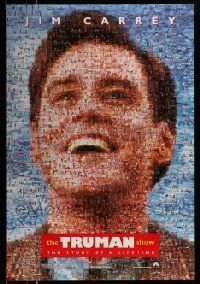 4k933 TRUMAN SHOW teaser DS 1sh '98 really cool mosaic art of Jim Carrey, Peter Weir
