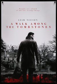 4k959 WALK AMONG THE TOMBSTONES teaser DS 1sh '14 Liam Neeson in graveyard w/gun!