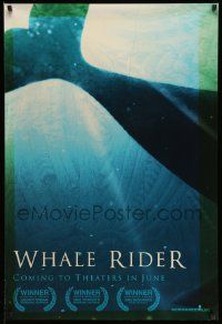 4k969 WHALE RIDER teaser DS 1sh '03 Keisha Castle-Hughes, cool image of huge tail in the ocean!