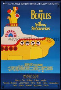 4k988 YELLOW SUBMARINE advance DS 1sh R99 art of Beatles John, Paul, Ringo & George!