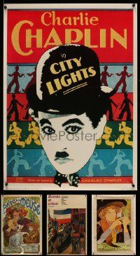4m265 LOT OF 4 UNFOLDED SPECIAL POSTERS '60s art of Charlie Chaplin in City Lights + more!