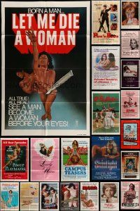 4m158 LOT OF 25 FOLDED SEXPLOITATION ONE-SHEETS '70s-80s great images from sexy movies!
