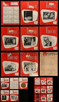 4m044 LOT OF 23 BOX OFFICE EXHIBITOR MAGAZINES '60-66 filled with movie images & information!