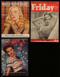 4m233 LOT OF 3 MAGAZINES WITH VERONICA LAKE COVERS. '40s Movie-Radio Guide, Friday & more!