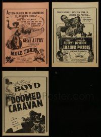 4m012 LOT OF 3 UNFOLDED LOCAL THEATER WINDOW CARDS '40s-50s two Gene Autry & a Hopalong Cassidy!