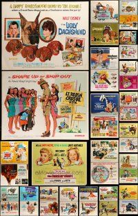 4m237 LOT OF 51 UNFOLDED AND FORMERLY FOLDED DISNEY HALF-SHEETS '50s-80s all live-action movies!