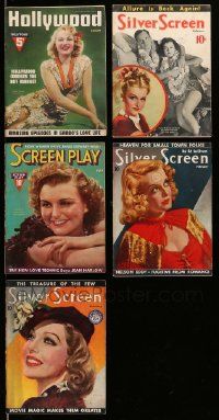 4m058 LOT OF 5 MOVIE MAGAZINES '30s art of Bette Davis & Loretta Young by Marland Stone + much more!