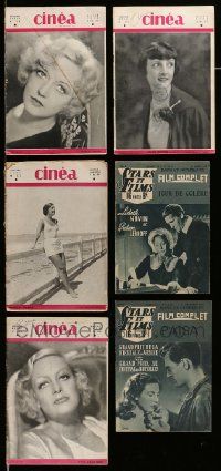 4m057 LOT OF 6 FRENCH MOVIE MAGAZINES '30s-40s filled with great movie images & information!