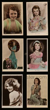 4m192 LOT OF 6 JANET GAYNOR ENGLISH POSTCARDS '30s wonderful portraits of the pretty star!