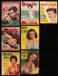 4m054 LOT OF 7 MOVIE MAGAZINES '30s-50s Elizabeth Taylor, Carole Lombard, Mae West, Rita Hayworth!