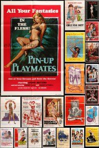 4m153 LOT OF 32 FOLDED SEXPLOITATION ONE-SHEETS '70s-80s great images from sexy movies!