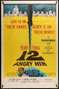 4p002 12 ANGRY MEN 1sh '57 Henry Fonda, Lumet courtroom jury classic, life is in their hands!