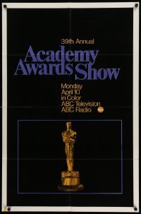 4p008 39TH ANNUAL ACADEMY AWARDS 1sh '67 ABC, great image of Oscar statue!