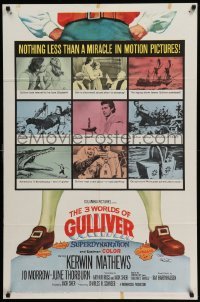 4p003 3 WORLDS OF GULLIVER 1sh '60 Ray Harryhausen fantasy classic, art of giant Kerwin Mathews!
