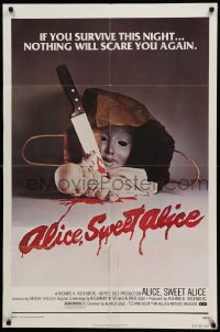 4p028 ALICE SWEET ALICE 1sh '77 first Brooke Shields, disturbing knife-in-doll image!