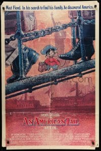 4p037 AMERICAN TAIL style A 1sh '86 Steven Spielberg, Don Bluth, art of Fievel the mouse by Struzan