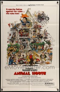 4p042 ANIMAL HOUSE style B 1sh '78 John Belushi, John Landis classic, art by Rick Meyerowitz!