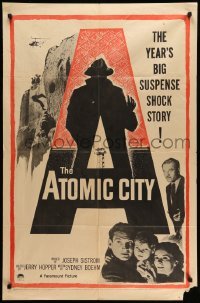 4p055 ATOMIC CITY 1sh '52 Cold War nuclear scientist Gene Barry in the big suspense shock story!