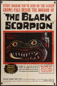 4p093 BLACK SCORPION 1sh '57 art of wacky creature looking more laughable than horrible!