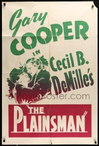 4p658 PLAINSMAN Canadian 1sh R50s cool art of gambler Gary Cooper & Jean Arthur, Cecil B. DeMille