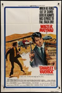 4p138 CHARLEY VARRICK 1sh '73 Walter Matthau in Don Siegel crime classic!