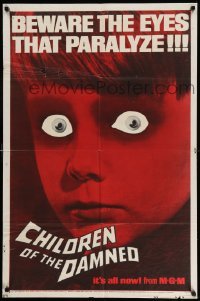 4p143 CHILDREN OF THE DAMNED 1sh '64 beware the creepy kid's eyes that paralyze!