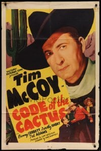 4p156 CODE OF THE CACTUS 1sh '39 great portrait of cowboy Tim McCoy over desert background!