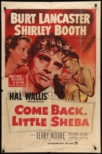 4p159 COME BACK LITTLE SHEBA 1sh '53 art of Burt Lancaster, Shirley Booth, Jaeckel & Moore!