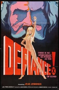 4p180 DEFIANCE OF GOOD 1sh '74 Jean Jennings, Fred J. Lincoln, cool sexy artwork!