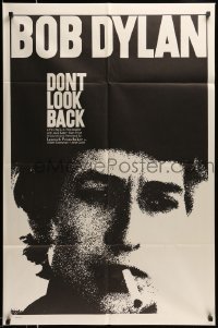 4p201 DON'T LOOK BACK 1sh '67 D.A. Pennebaker, super c/u of Bob Dylan with cigarette in mouth!