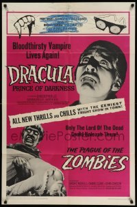4p206 DRACULA PRINCE OF DARKNESS/PLAGUE OF THE ZOMBIES 1sh '66 bloodsuckers & undead double-bill!