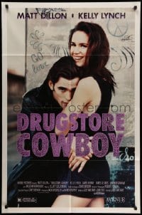 4p210 DRUGSTORE COWBOY 1sh '89 Matt Dillon & sexy Kelly Lynch, directed by Gus Van Sant!
