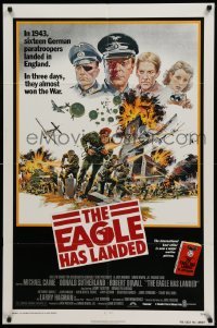 4p216 EAGLE HAS LANDED 1sh '77 Michael Caine against upper-gray background during World War II!