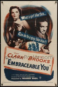 4p231 EMBRACEABLE YOU 1sh '48 sexy Geraldine Brooks was looking for trouble & Dane Clark!