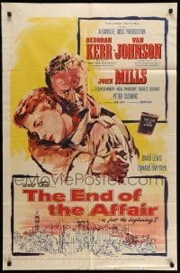 4p233 END OF THE AFFAIR 1sh '55 romantic artwork of Deborah Kerr & Van Johnson in London!