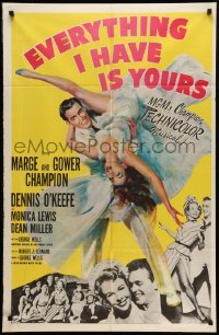 4p244 EVERYTHING I HAVE IS YOURS 1sh '52 full-length art of Marge & Gower Champion dancing!