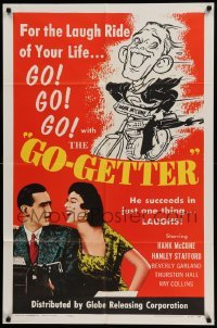4p315 GO-GETTER 1sh '56 wacky artwork of Hank McCune on bicycle, he succeeds in laughs!