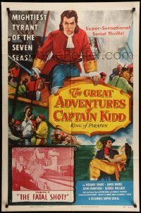4p323 GREAT ADVENTURES OF CAPTAIN KIDD chapter 2 1sh '53 pirate serial action, The Fatal Shot!