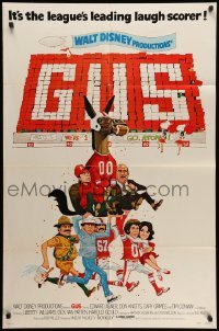 4p337 GUS 1sh '76 Walt Disney, Don Knotts & Tim Conway, football playing mule!