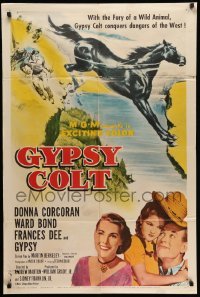 4p340 GYPSY COLT 1sh '54 Ward Bond, Frances Dee, young Donna Corcoran & wild stallion!